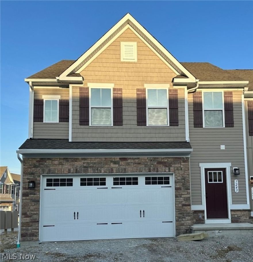 Move in ready in February! New end unit townhome in one of the most DESIRABLE locations in Concord Township. Nestled on a quiet street with wooded views & easy access to all the fantastic amenities nearby! Conveniently located 2 minutes from Route 44, I-90, shopping, and dining! This beautiful NEW Rosecliff townhome radiates elegance by blending sophistication and low-maintenance living. You will have plenty of free time to enjoy all the area has to offer with grounds maintenance & snow removal done for you. Leave the shovel & mower behind! The stone accented cottage style exterior offers an impressive welcome. The open concept living makes entertaining a breeze with a large granite island as the heart of the first floor. No more missing out on the fun while hosting! HGTV inspired designer finishes including stainless appliances & luxury greige 42” cabinets. Upstairs the owner's suite includes 2 huge walk-in closets & en-suite bath with comfort height double vanity & a roman shower. A convenient 2nd floor laundry makes the task a breeze. 2 additional beds & full bath round out the upper level. A full unfinished basement with an included plumbing rough-in to be finished down the road for even more space for entertaining. A 2 year warranty is included. Don't miss this amazing opportunity. Call to schedule your visit today! It is time to LOVE WHERE YOU LIVE! Interior photos for representation only.