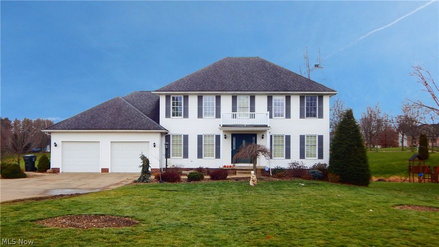 Well maintained 4 bed, 4 bath Colonial home with over 3400SF of living space, including the finished walk out lower level. Open floor plan with a large kitchen with breakfast bar and granite counter tops.  Cozy family room with a wood burning fireplace.  Living room, dining room,  full bath, and a laundry room complete the first floor.   Master bedroom features a master bathroom and a large closet.  3 additional bedrooms and 2 full baths are on the second floor.   Walk out onto the elevated deck with retractable Sun Setter awning from the first floor and enjoy the private backyard or go down the deck stairs to the patio below.  The finished lower level has a full bath and a gas fireplace. One side of the garage is 34', which could be used for storage.
