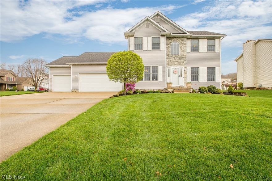 Nicely decorated 2-story home on a flat corner lot. Enter the front door to an open foyer, formal dining room and an office/study. The kitchen has an island and is equipped with appliances, dishwasher and microwave (2 years). Off to the right is the great room with a gas fireplace. The lower level has a 23X24 family room. The 2nd floor has a spacious master suite with private bath, 2 bedrooms and a guest bath. 1st floor laundry and a half bath. 3-car garage, stone patio with a firepit. 10X16 storage building. Seller is offering a 1-year home warranty. This home is close to the Commons pool. This well-cared for home is move-in ready!
