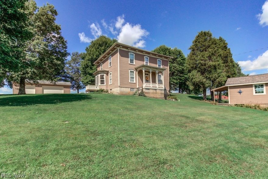 Beautiful & Meticulous Century home featuring FREE GAS HEAT on 9.5 acres. This home exhibits the owners pride and excellent taste throughout. Gorgeous wood floors (some new, some old sanded and refinished). Stunning staircase and woodwork throughout too! Spacious rooms filled with charm will make you instantly feel at home! Fabulous kitchen has newer wood floors, lots of cupboard space, lots of lighting, and a great pantry! You will love reading a book in the comfort of the front library/study or the 4 season sunroom with a cozy fire in the woodburner in the winter. Formal dining is large enough for the whole family and entertaining. Fabulous 1st. floor laundry and mudroom to enter when you come from the barn. (30x40 Barn has electric & water & approx. 3 pastures (4 ac.)  Upstairs are 4 large bedrooms, 1/2 bath and a walk up attic with possibilites of finishing. Outside you'll find the adorable recently updated Spring House now a fun exercise room or make it a game room if you'd like!