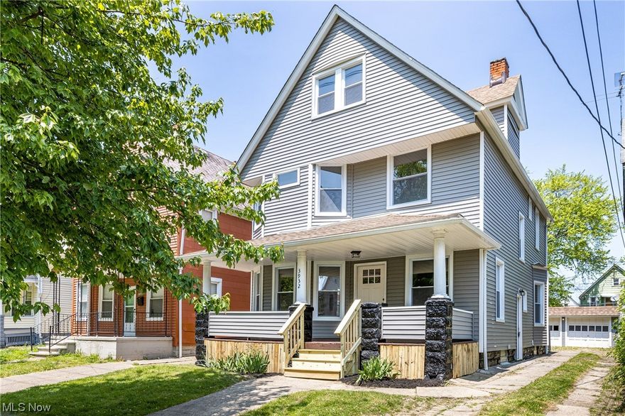 Welcome to 3932 Woodbridge Avenue, a beautifully renovated four bedroom, two full bath colonial in the neighborhood of Cleveland's near westside. Entirely move-in ready, this home only needs your personality and decor. This property received a complete makeover from top to bottom in 2023 including - new siding, windows, drywall, paint, furnace, hot water tank, carpeting, flooring, tile, fixtures, electrical including panel, plumbing and more. The kitchen was entirely demo'd and now beams with all new sleek quartz countertops, cabinetry, stainless appliances, recessed lighting and stylish matte black fixtures. Down full bath has a large step in shower, up full bath has a brand new shower bath combo with tile surround and both baths now have modern tile flooring, new vanities, sinks, toilets, fixtures and lighting. Other highlights include, glass block windows in basement, brand new garage roof, new exterior doors and exterior porch facelifts. Conveniently located less than a mile to the MetroHealth Medical Center expansive renovation and new construction and major highway access; a 5 min ride to Cleveland Metropark's Zoo and shopping at Steelyard Commons as well as just a 10 min ride to downtown. Enjoy a great location and unmatched value for all of the updates this home has to offer!!