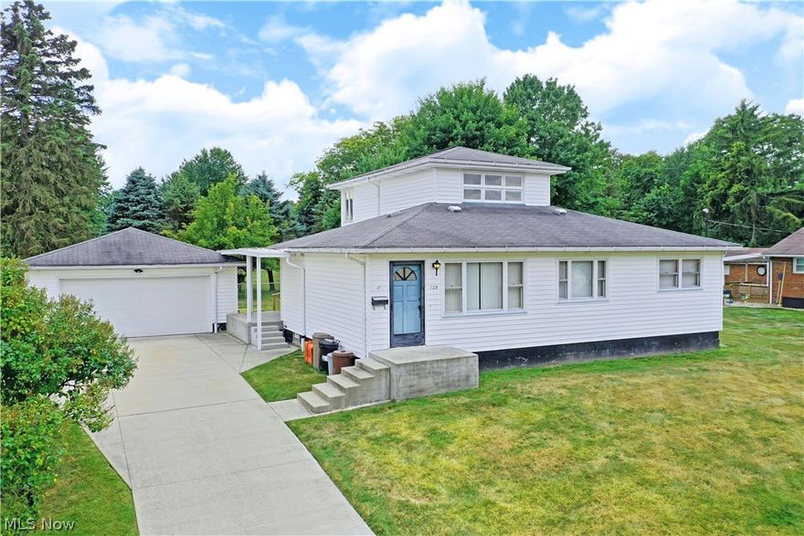 Take a closer look at the fantastic opportunity this full of potential Campbell home has to offer! The spacious residence presents two floors of finished living space with a unique third central bedroom with built-ins and a full bath located at the top floor. The home itself sits high on a hill, showcasing its pleasing white exterior and newer concrete driveway leading to the two-car detached garage and covered rear patio. A partially fenced-in yard includes a mobility access ramp and an additional storage shed. Multiple entryways include the formal front, spilling into a sun-filled living room with huge picture windows. Dining awaits the far end as the oversized central staircase overlooks the galley kitchen with true hardwood cabinets. A wood paneled family room enjoys a sweeping bay window and brand new carpeted floors that bring scenic backyard views. The pair of colorful first-floor bedrooms are nicely sized with great closet space that joins a lovely full bath with a floor entry