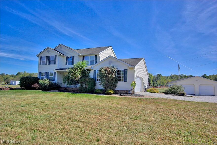 Welcome Home ~ Absolutely meticulously maintained 4 Bedroom home on 3.3 Acres! So many amenities here as you walk through the front door into the elegant and open 2 story Foyer with hardwood floors. Features a formal dining room, first floor office or living room, Family Room open to the baker delight kitchen with a center island and oversized walk in pantry, first floor laundry room, and a FIRST FLOOR Master bedroom with private master retreat bath and walk in closet. The second floor has additional 3 bedrooms all with amazing walk in closets and another full bath, PLUS a Loft/Playroom/Office/Whatever you want it to be! The basement is unfinished and one of the cleanest most solid built I have seen, featuring additional storage space with steps, nothing has been left out, everything has been thought of here. All of this and so much more sits on 3+ acres with an additional 2+ 24x32 Detached garage. Recently stained deck with tons of storage underneath, swing set, sandbox, beautifully l