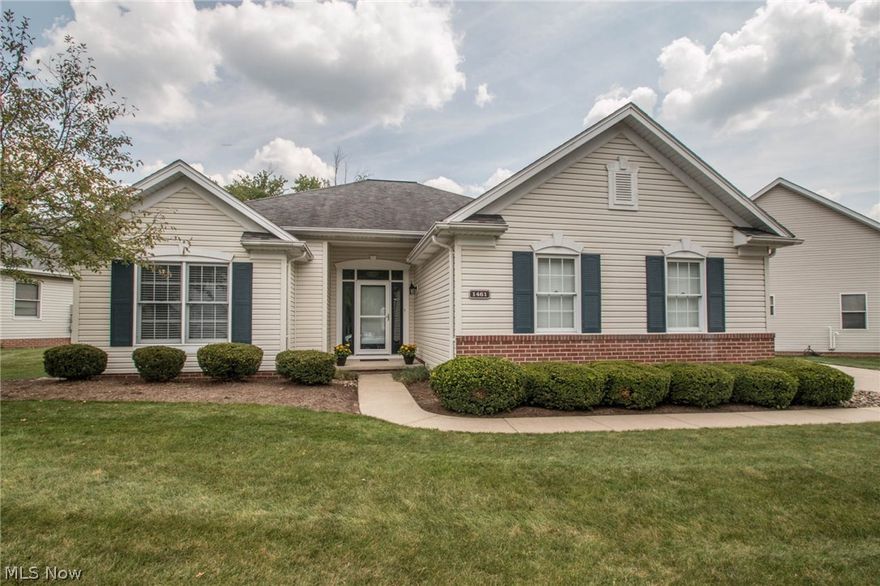 Don’t miss this desirable freestanding single-family ranch cluster in MacIntosh Farms!  Completely updated in the past several years, this lovely home features an open floor plan which lends itself well for either formal entertaining or casual living.   Foyer, great room, dining room and kitchen feature wide-plank scraped wood flooring, and great room fireplace is also enjoyed from both formal dining room and kitchen dinette.  Bright kitchen boasts newer white cabinetry, granite counters, breakfast bar, all stainless appliances and vaulted dinette which provides access to deck.  Master Suite offers beautifully updated private bath with both whirlpool tub and shower stall, white cabinetry with granite counter, tile floor and spacious walk-in closets.  Guest room and 3rd bedroom or office enjoy close proximity to 2nd full bath with tub/shower which has also been completely updated with granite counter top and tile floor.  Convenient 1st floor laundry room includes the newer washer and dr