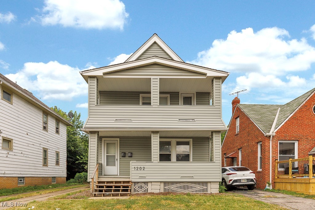 Welcome to 1202 East 169th St. in Cleveland's North Collinwood near the Waterloo Arts District. This multifamily property is prime for both investors looking to add to their investment portfolio and/or owner occupants looking to live in one unit and rent the other.
The first floor unit offers 850+ square feet with one bedroom, living room, dining room, kitchen and bathroom. The bathroom has a Jack and Jill entrance from the bedroom and the hallway off of the dining room. The second floor offers nearly 800 square feet with two bedrooms, a kitchen, bathroom and living room with access to the covered balcony. Additionally, there is another smaller room that could serve many purposes; such as an office, closet, pantry or even a bedroom/nursery. While this unit is smaller is square footage, the space is utilized well and feels larger than the numbers indicate. This property also offers a clean basement with access from both units, laundry hookup is located in basement. Notable upgrades include: roof in 2015, vinyl siding in 2024, both water heaters in 2021. You will not want to miss out on this diamond in the rough, call today for your private viewing. Gas ranges and refrigerators will convey with sale of the property along with the dryer in basement.
