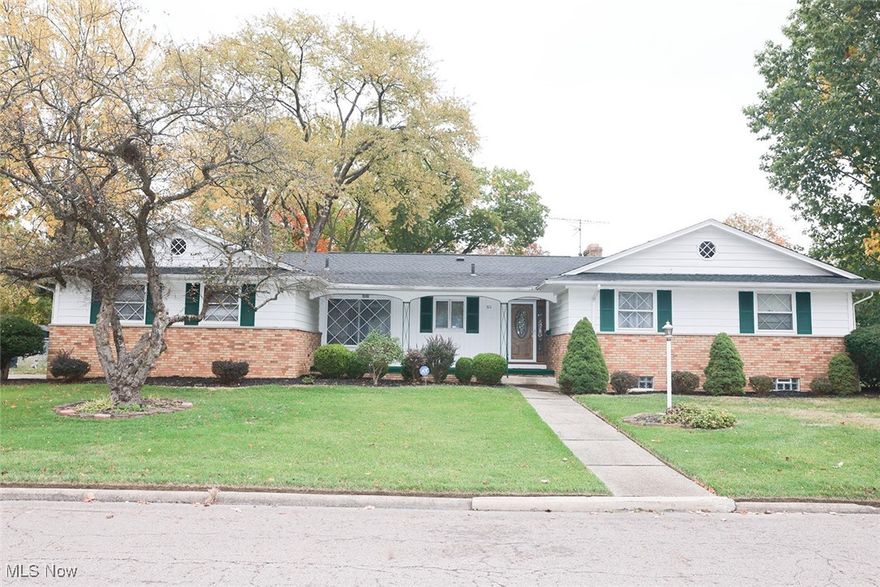 Rare find!!  Spacious rambling brick ranch waiting for you to add your touch.  Located on a well maintained corner lot which is almost a half acre. This home has 3 bedrooms and four baths with room for everyone to have their own space which includes a family room, sun room and a recreation room.  There are beautiful hardwood floors throughout. The kitchen has an abundance of storage and eating area.  Enjoy a formal dining room with a beautiful crystal chanderllier which flows into the formal living room.  The family room is perfect for relaxing or enjoy the sun room.  Enjoy all the amenities of gracious living the moment you enter the foyer which leads to the many living areas . Electrical and plumbing repairs and upgrades have been made plus the home has a Home Warranty.  The garage has additional storage and generous parking in the driveway.