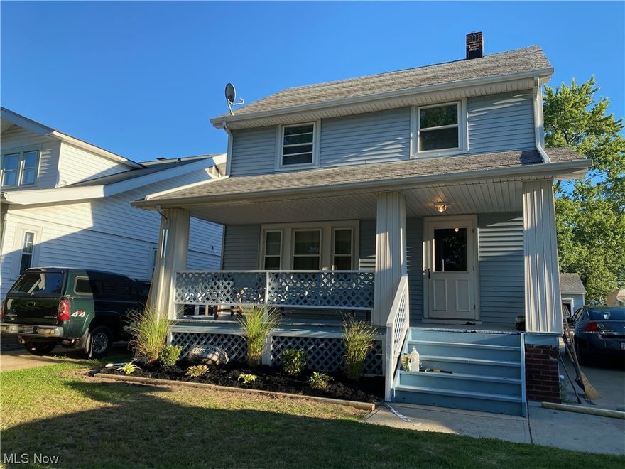 What a great find! Just south of Puritas Ave. This three-bedroom colonial features a large living room dining room combination with a deco fireplace. Additional family room off of dining area. Natural woodwork throughout. Nice size kitchen with half bath. Large master with smaller nursery/office room. Two additional bedrooms and attic access. Main bath partially updated waiting for your finishing touches. Newer two car garage.