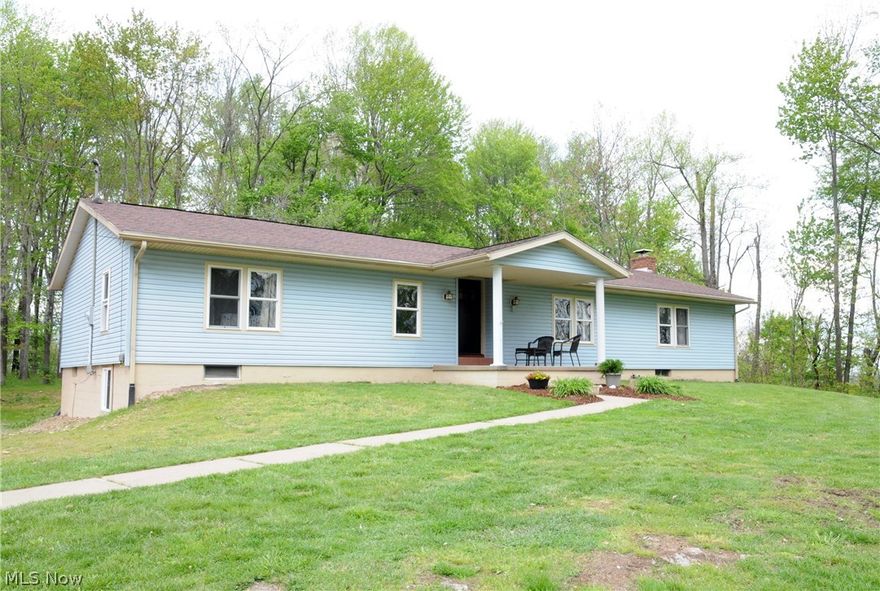 Perfect private and quiet location just minutes away from I-70 Exit 193 just off SR 513. Spacious 1800 sq ft Ranch home, all 4 bedrooms have walk-in closets. New 32x40 garage is plus feature. Central Air, natural gas heat, well water and 2 fireplaces.