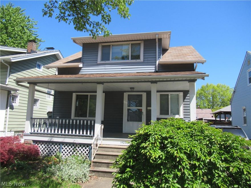 Nice 2 bedroom. 1 bath cape cod with nice front porch. Huge back patio and double car garage. Fenced in back yard also