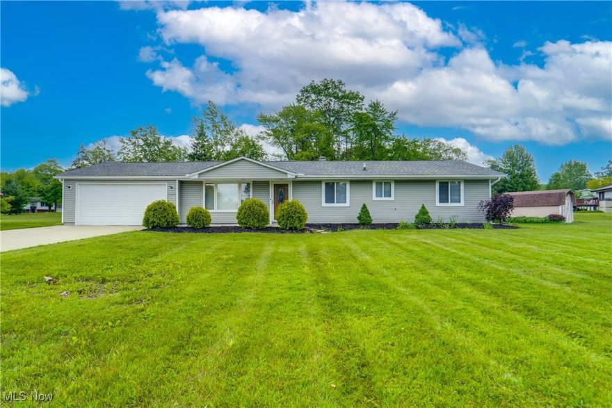 Welcome to this move-in-ready ranch home located in a quiet Macedonia neighborhood. This well-maintained property features 3
bedrooms, 1.5 bathrooms, and vaulted ceilings with exposed beams, creating an open and airy feel. The living room is filled with natural light and flows seamlessly into the dining area and updated kitchen featuring oak cabinetry, a mosaic tile backsplash, and luxury vinyl plank flooring. All bedrooms are generously sized with ample closet space. The full bathroom is updated with modern tile and fixtures, and a convenient half bath is located off the main hallway. Additional highlights include a newer driveway, a spacious two-car attached garage, neutral paint throughout, and a large, flat backyard with a large deck perfect for outdoor living. Conveniently located near I-271, shopping, dining, and local schools. Don’t miss this opportunity to own a well-cared-for home on nearly half an acre.