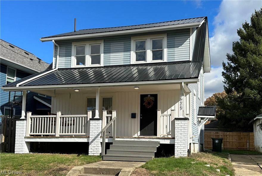 Welcome home to this 3 bedroom, 1 bath home! Completely renovated from top to bottom! As you walk up to the house you will see a new metal roof, gutters, and rebuilt chimney, new siding and new deck on front porch with porch swing to enjoy on a nice evening home. As you enter you will see a spacious living room with faux mantle fireplace and built-in bookcases. There is a large dining room and completely remodeled eat-in kitchen on the main level. so much character in this home. The entire house has brand new LVP flooring installed throughout. Upstairs you will find 3 bedrooms and a large full bath. New plumbing/sewer lines ran throughout the entire home, new electrical lines and electrical box, new hot water tank, new furnace, brand new kitchen and bathroom and new doors throughout and some new windows. The backyard has a newly built privacy fence and a good sized backyard. Agent owned.