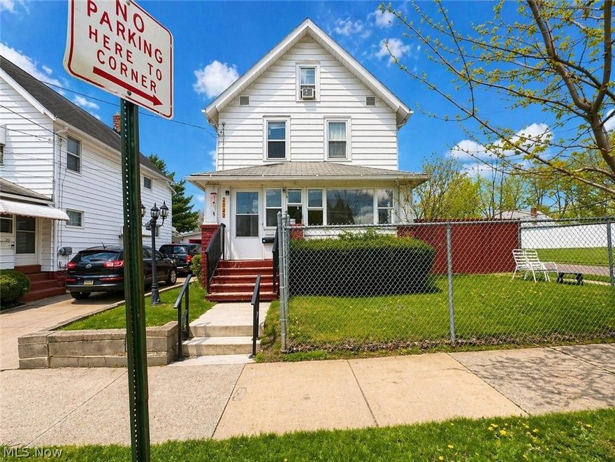 4 bed, 2 bath American Foursquare with self-contained in-law suite featuring 1 bedroom, 1 bathroom and private entrance. Property includes a full basement with laundry, attic, enclosed front sunroom, and rear deck accessible via sliding glass door.
Main house highlights include a brick wood-burning fireplace, original oak staircase and newel post, and a gas kitchen featuring oak cabinetry, stainless steel refrigerator, dishwasher, and hardwood flooring. Two full bathrooms including a corner soaking tub. Vaulted attic-level room adds flexible bonus space. Mechanical package includes a York high-efficiency gas furnace, Rheem water heater, Eaton breaker panel, and central air conditioning. Washer and dryer present in basement. In-law suite features its own living area, bedroom, full bathroom with glass-enclosed shower, storage room, and private exterior entrance, ideal for extended living arrangements or additional occupancy potential. Exterior features include a rear wood deck, enclosed front sunroom, chain link front yard fencing, wood privacy fencing in rear, concrete driveway, and multiple exterior entry points. Property is being sold as-is. Full renovation required.