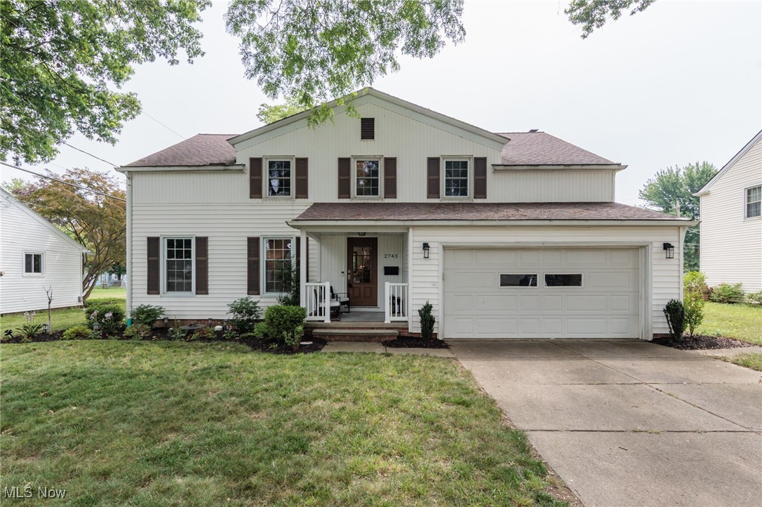 Welcome to 2743 W Asplin, a contemporary colonial that is absolutely move-in ready. A welcoming front porch greets you and leads you in to the open concept first floor. A large living room overlooking the front of the house is highlighted by a beamed ceiling. The eat-in kitchen features granite counters, SS appliances, a huge walk-in pantry and a wood burning fireplace. A home office and a half bath round out the first floor. Upstairs you'll find a large primary bedroom with ensuite, three additional bedrooms and an additional full bath. The basement features a large living area along with plenty of storage. The house has been fully waterproofed and a radon mitigation system is in place. The large yard has been newly landscaped and features a paver patio, custom landscaping and invisible fencing. Updates include newer roof and windows, all new flooring on first floor, new lighting in all bedrooms, remodeled half bath, new flooring in basement, painting throughout, new washer, dryer and dishwasher (2024). Ideally located in a wonderful Rocky River neighborhood, this home is a bike ride away from the RR Civic Center, outdoor pool and ice rink. Also close to all Rocky River's best shopping and dining as well as RR's award winning schools - this is the house you've been waiting for!