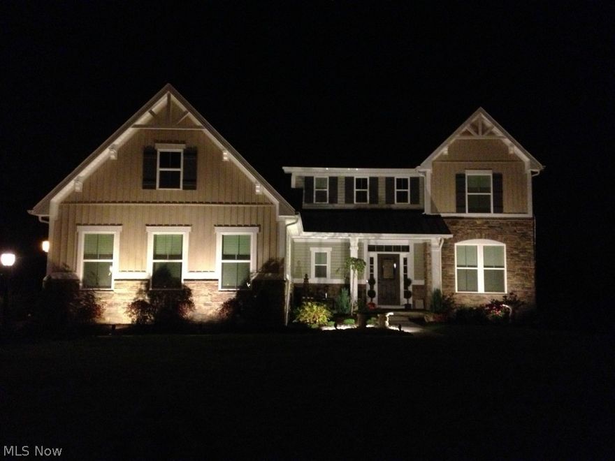 This spectacular 2 year young home has it all. When building this home, the seller thought of every detail with over 120K in upgrades, on a premium home site, and after moving-in adding additional 30k worth of other great features to this home. It includes 3 car side entry garage, 4 bedrooms, 2 full and 2 half baths, and fully finished basement with a media room. As soon as you come in, you are welcomed in a grand 2 story foyer with waterfall staircase that has hardwood steps and rod iron spindles for extra wow factor. Gourmet kitchen features dark espresso cabinets, gourmet island with tons of counter space, granite countertops, glass tile backsplash, and all stainless steel appliances.  The signature morning room has tons of windows with views of Natures Preserve and a pond. From there a french glass door leads you to a 1000 sq. ft. deck that is an entire width of the house. Solid hardwood floors takes you from foyer to the kitchen and morning room. Upgraded carpet and pad is in the