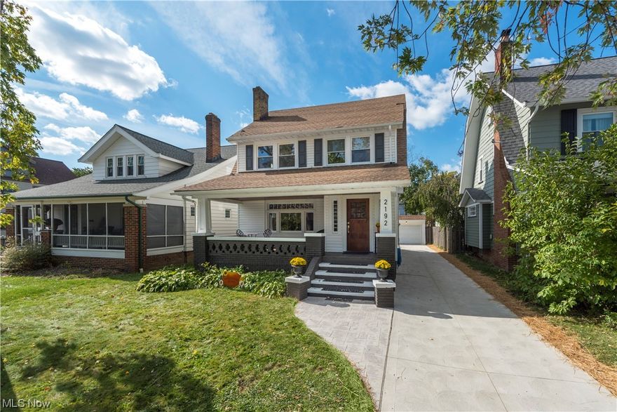 WOW.  This stunning 3-bedroom, 4-bathroom house has been meticulously renovated to offer modern luxury while retaining the character and historic touches of the home. Situated on a tree-lined street, this property combines classic charm with contemporary elegance. Features include the spacious living area and open-concept kitchen that create an inviting and comfortable space for entertaining or relaxing with family and friends. Huge eat up island that can double as a dinning table or service area. Top-of-the-line stainless steel appliances, quartz countertops, custom cabinetry, and modern backsplash. Cooking and dining here become a true pleasure.  First floor powder room is conveniently located near the back door.  Central staircase lead to three spacious bedrooms, designed for comfort and tranquility. The master suite features an en-suite bathroom, custom closet and luxurious tile shower.  All bathrooms feature high-end fixtures and finishes and are thoughtfully designed.  This Lakewood gem is conveniently located near parks, shopping, dining, and entertainment. You'll have easy access to downtown Cleveland and major highways for a quick commute. The large expenses have been taken care of - new driveway, vinyl Sidding, new windows, newer furnace and new AC condenser. The detached two-car garage offers ample parking and storage space while still having penalty of room in the backyard to create your own oasis.  Amazing property, come see it today, because it will not last!