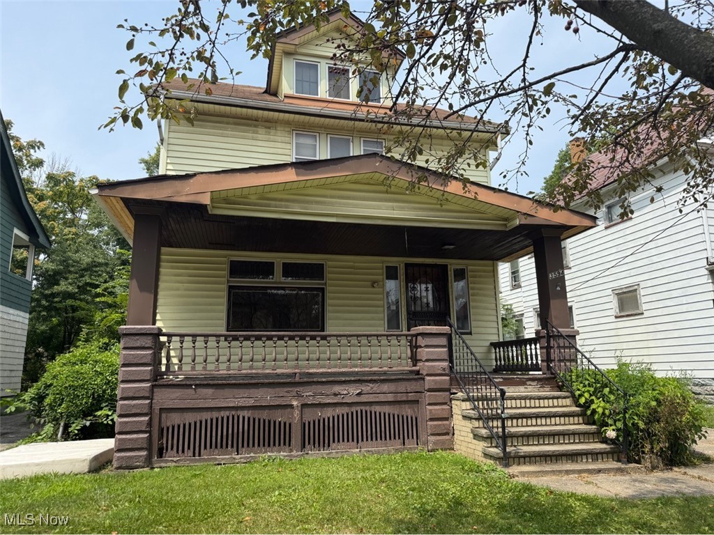 Good bones at a great price - just waiting for someone to bring it back to life! This 1920-built 3-bed 1-bath colonial has classic character throughout, including natural wood trim, built-in shelves in the dining room, and a wrought iron banister. The home also features an updated electrical panel, vinyl siding, 2 covered porches, and a concrete driveway. Water damage throughout the first floor due to burst pipes. Sold as-is.