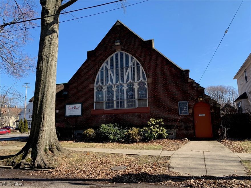 A-FRAME, brick & wood exterior church nestled in residential neighborhood of Brooklyn Centre. Beautiful woodwork & leaded, stained glass windows within and asphalt parking lot.  Finished basement with walk-out has kitchen, 2 half baths & large recreation area.  Needs work but has much potential.  Residential single family & two-family are permitted uses of the property per the city of Cleveland.  The property has multiple offers & deadline to submit offers is at 7PM Sunday 3/5/23.  No showings after 5PM Sunday 3/5/23