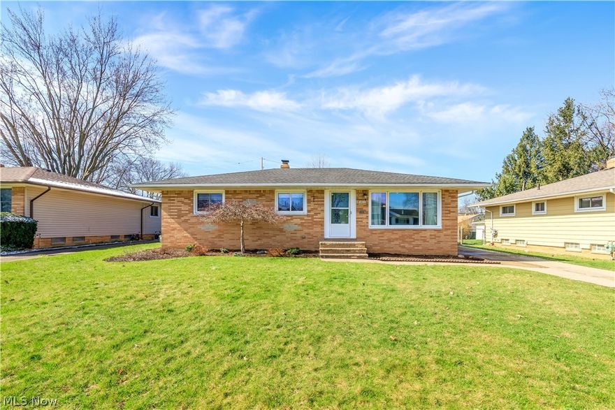 Welcome home to this beautifully maintained brick ranch offering comfort, style, and numerous updates. The bright living room features a built-in entertainment center and flows into the dining area. The updated kitchen (2018) includes stainless steel appliances, white cabinetry, LVT flooring, tile backsplash, and recessed lighting. All appliances stay, including washer and dryer. Updated full and half baths (2018) feature modern finishes. The partially finished basement (40'7" x 13'11") with newer carpet (2023) provides excellent additional living space for rec room, media, office, or flex use. Major updates include furnace and central air (Oct 2025), first-floor carpet (Mar 2026), back door (2024), garage door (2021), and privacy gate (2019). Fenced yard and 2-car detached garage. Move-in ready—schedule your showing today!