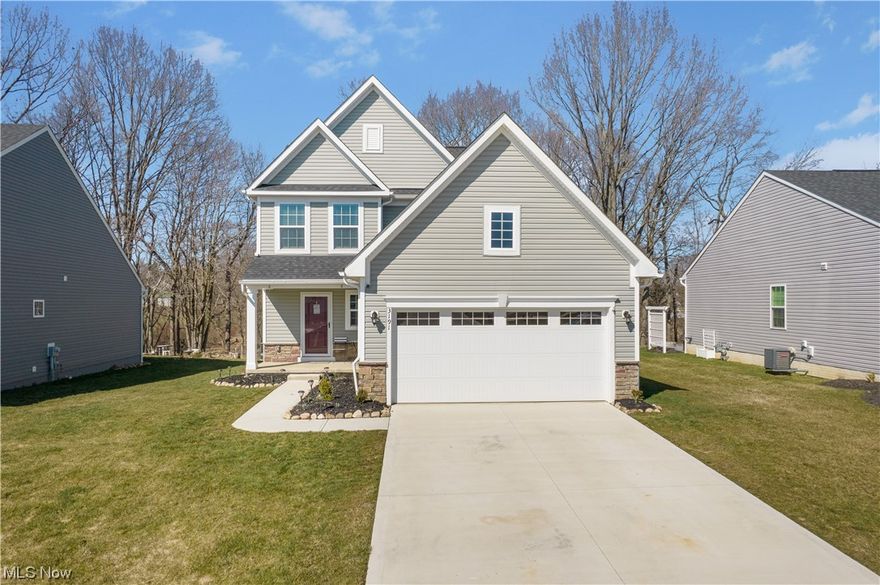 This 2020-built colonial is a stunning and spacious home with three bedrooms and 2.5 baths. Upon entering the home, you will be greeted by an open-concept living space that flows into a large kitchen with a huge island that overlooks the dining area. The kitchen also boasts tons of cabinet and counter space, making meal prep and storage a breeze. There is also a 1/2 bath with a pedestal sink! Upstairs, you will find three bedrooms, including a master suite with a walk-in closet and master bath. The master suite has plenty of space to relax and unwind after a long day. The second floor also features a convenient laundry room, making laundry day a little bit easier. The additional two bedrooms are wonderfully sized and provide ample closet space. Completing the 2nd floor is the hall full bath that features a tub/shower kit along with a single vanity with laminate countertops! The basement of the home is unfinished but offers the potential for additional living space, or storage. Outside,