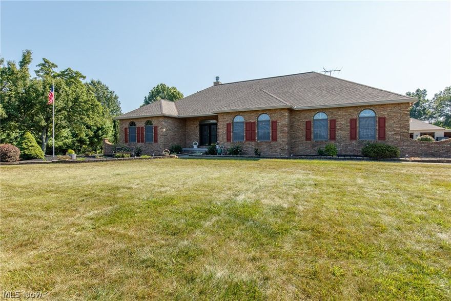 Owners’ pride shows throughout this custom-built 3 bedroom, 3 ½ bath ranch!  This home is much larger than it appears boasting 2,767 sqft above-grade, & over 5,000 sqft total including the finished basement.  Enter the foyer to the spacious living room w/French doors leading out to the 3 season sunporch.  The kitchen w/corian countertops adjoins the formal dining room w/solid oak parquet floor, tray ceiling, & chair rail.  The master bedroom & bath is its own sanctuary w/double vanity sinks, whirlpool tub, & walk-in closets.  It is split from the den & other bedrooms for privacy, but conveniently located to the 1st floor laundry room.  The finished basement is perfect for entertaining w/a 23x47 family room w/wet bar, 2nd kitchen, & full bath.  No details were left out! This property features 9’ ceilings on the 1st floor, solid oak 5 ½” baseboards & 3 ¼” window & door casings, aluminum clad wood double hung windows, 2x6 exterior walls w/blown-in insulation, custom made kitchen cabinets & bath vanities, whole property generater, nature stone garage floor, whole house attic fan, geothermal heating w/4 zones, Delta plumbing fixtures w/ lifetime warranty, central vac, security system, whole house intercom, & more.  Not only that, but you can vacation in your own backyard!  Enjoy the in-ground salt water pool, pavilion w/fireplace & wet bar, & screened porch. The detached garage can store up to 10 cars – perfect for a car buff, workshop, etc. All of this & more situated on 5 acres!