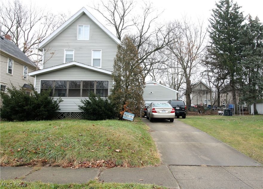 Investors! This is a three possibly four-bedroom, one full bath colonial home. Currently be rented for $801/Monthly. Tenant pays all utilities. This home offers a covered porch, living room, dining room, eat in kitchen. Upstairs there is three bedrooms, and a full updated bathroom. There could be a fourth bedroom on third level. The basement is unfinished.  Some updates include newer roof and siding, newer furnace. There is a detached two car garage. Backyard has a deck and is off of the kitchen.