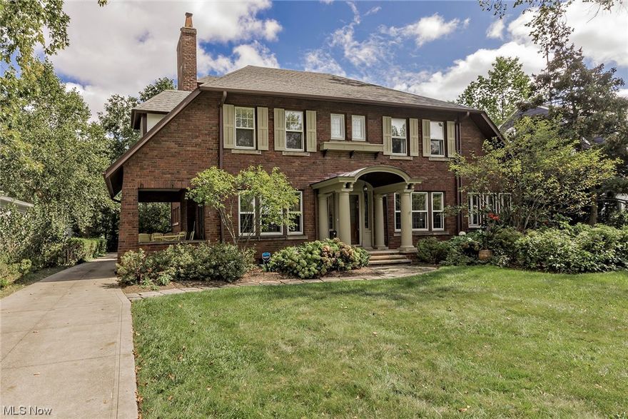 5 BR/3.5 BTH English Center Hall Brick Colonial Home in Shaker’s Boulevard District – Overlooking Park.  This spacious light-filled home was designed by the architect as his own residence and features exquisite, upgraded details like mitered hardwood floors, deep crown moldings, Dining Room wainscoting,  wood paneled fireplace wall, high ceilings, many leaded glass windows and an abundance of closets.  Extensive and thoughtful updates have been made to home by the current owners including an expanded cook’s kitchen and updated bathrooms.  The home is in a desirable location, deeply set back from the street with a private fenced rear garden and “courtyard-like” side patio.  Situated steps to the Green Line transit, the Nature Center, and 10 minutes by car to University Circle and hospitals.