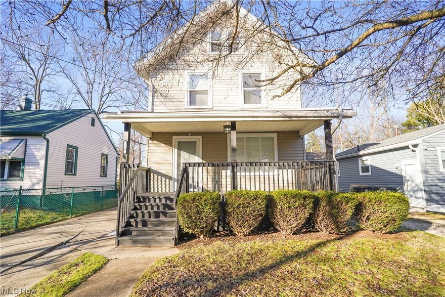 Welcome to this charming colonial home located in Akron. Upon entering, you're greeted by a warm and inviting atmosphere. The gray walls and flooring throughout the house provide a neutral backdrop that complements any decor style. The spacious living room exudes a sense of sophistication, with large windows allowing natural light to fill the space. The kitchen features updated stainless steel appliances with crisp white cabinetry. A stunning chandelier hangs from the dining room ceiling, adding a touch of glamour to the room. Past the dining room, you will see the fenced in backyard with a large patio for your enjoyment. This colonial home boasts three bedrooms and one bathroom that has updated fixtures and a soothing color palette, providing a serene retreat for relaxation. It also features a bluetooth speaker within the recessed lighting. The full-size basement offers plenty of space for a laundry area and additional storage. Ascend to the large attic space, a versatile area that can be transformed into a home office, studio, or playroom – the possibilities are endless. Throughout the home, attention to detail is evident, perfect for entertainment and relaxation. Many updates have been added throughout the home along with updates completed on the furnace within the last 2 years and new hot water tank in 2023. Schedule your showing today to view this beautiful home.