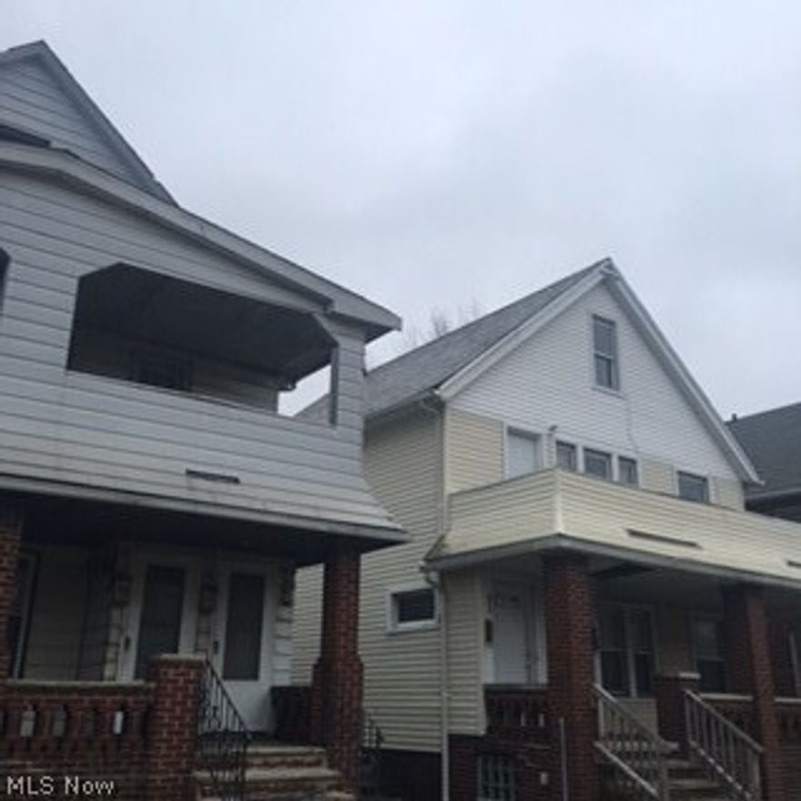 Collinwood 2 family home in need of complete rehab on interior (HVAC, carpeting, etc); but home has vinyl siding, replacement vinyl windows, and lots of space/opportunity.  Down unit has 2 bedroom 1 bathroom with living room, small dining area and kitchen.  UP unit has 2 floors, 2-3 bedroom, living & dining room, and kitchen.  Basement is common/unfinished.