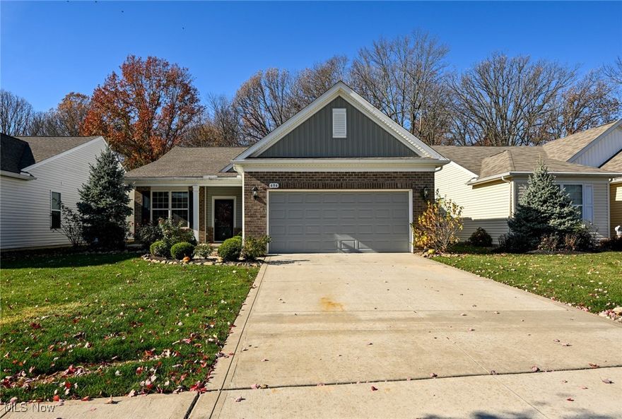 Welcome to the stunning Ranch in Copley, where low-maintenance living meets unbeatable convenience. Perfectly situated just minutes from major highways I-77 and I-71, this community offers easy access to shopping, dining, healthcare facilities, parks, and downtown Akron. This thoughtfully designed Ranch home features 2 spacious bedrooms and 2 full baths, including a luxurious owner’s suite complete with an en-suite bathroom featuring a double vanity, a walk-in tile shower, and a generous walk-in closet. The second bedroom, located on the opposite side of the home, ensures privacy for guests and is conveniently adjacent to the second full bath. A versatile office space can easily be transformed into a third bedroom to suit your needs. The open-concept kitchen is a chef’s dream, boasting an eat-in dining area, an oversized granite island, and an impressive beverage center equipped with decorative glass cabinets, a wine rack, wine glass holders, an under-counter wine fridge, and sleek stainless steel appliances. The sunroom invites natural light and leads to a low-maintenance deck, perfect for outdoor relaxation. Don’t miss your chance to fall in love with this exceptional home—schedule your tour today!