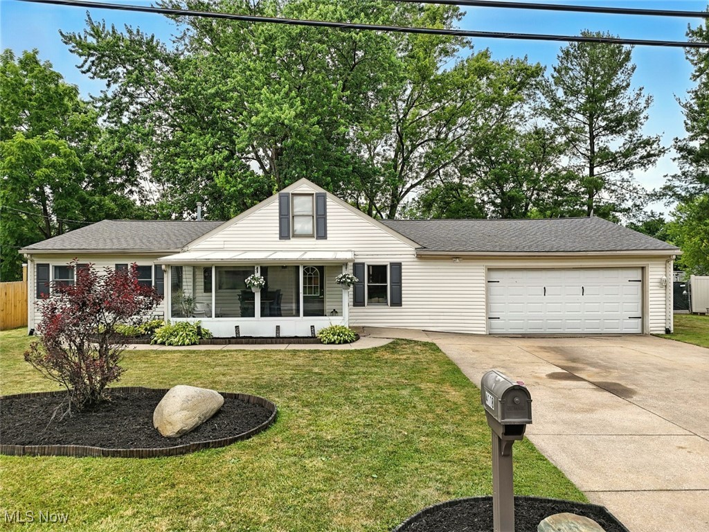 Welcome to 4118 Vira Rd in Stow, Ohio—a spacious and move-in-ready 4-bedroom, 2-bath Cape Cod located in the desirable Stow Little Farms neighborhood. This home offers over 2,000 square feet of finished living space, featuring an updated kitchen with butcher block countertops, white cabinetry, subway tile backsplash, and a functional center island. The main floor includes two bedrooms and two full bathrooms, along with a front living room with a fireplace and a rear family room with double doors leading to the backyard. Upstairs offers two additional bedrooms and a versatile flex space perfect for a home office or playroom. The home includes two beautifully updated full bathrooms—one with a dual-sink vanity, LED-lit mirror, large soaking tub, and separate walk-in shower, and the other with a modern single vanity, LED mirror, and a tiled tub/shower combo. Enjoy the convenience of an oversized laundry room with a washer and dryer, utility sink, and built-in cabinetry. Situated on a 0.26-acre lot, the fully fenced backyard includes an above-ground pool, mature trees, a patio area, and a storage shed. Located within the highly rated Stow-Munroe Falls School District, this home offers the perfect combination of space, functionality, and convenience. Now is your chance to make this beautiful home yours—schedule your private showing today!