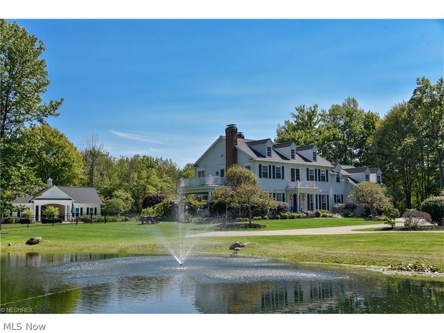 A gracious Western Reserve family home in the historic town of Gates Mills! This beautiful home and property, formerly a farm, is on 6+ beautiful acres w fish stocked pond, large family pool, gorgeous pool house, perennial gardens, fire pit, multiple porches and stone patios with vistas of pond, woods and fruit trees. A gorgeous and expansive property that has character and exudes comfort of use. A private long private driveway takes you to a stately family home that is meticulously maintained and recently updated throughout. Classic center hall with an open floor plan of family room, kitchen, 5 spacious bedrooms,updated baths and all rooms freshen up with current finishes/interiors. Gleaming hardwood floors flow from the two story front entry, dining room and family room and kitchen are with wall of windows looking out to scenic views that is enjoyed by this area of northeast Ohio! This custom built home is perfection for family gatherings and entertaining either on an intimate or large scale.The pool house(all season) provides another 800 plus square feet incl. kitchen, living room,changing area and bath, porte cochere and garage that can be finished for addt'l living space if needed. This property is level and expansive for horses and/or any additional buildings. Best of all,home is an easy commute to downtown,mins to top rated private schools, and mins to best shopping and medical facil. This property is what draws us to the country! Watch youtube video by address online.