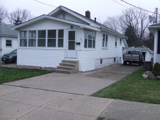 Cute, updated 2-bedroom Ranch with large, applianced eat-in kitchen. First floor has living room, two bedrooms, full bathroom, kitchen with lots of counter space, appliances and room for a table, and enclosed front porch. There is a full bathroom with step-in shower in the basement. Updates include flooring, paint, furn-a/c 1 year, windows 2 years, basement freshly painted, block windows. There is a back porch, detached 1-car garage with attached "shed", and firepit in backyard. Great house for 1st time homebuyers, downsizing or rental income. Home warranty included!