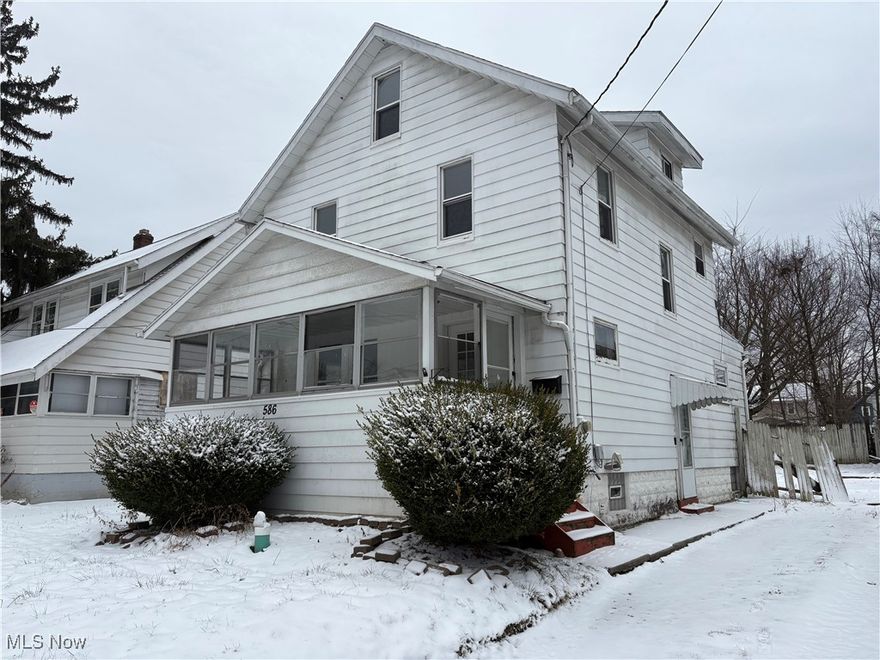Attention Investors! Great potential for this large Akron Colonial. Property features enclosed front porch, storage shed and fenced backyard. Kitchen is spacious with tons of countertop and cabinet space and has seen some updates.  Formal dining room and large living room complete the first floor. You will love the classic woodwork and built ins. Second floor offers three bedrooms and large full bath. There is also an additional possible spacious bedroom on the third floor. Property needs a some of work but has a good floor plan and many attractive classic features. Make your appointment today to see all this property has to offer for yourself.
