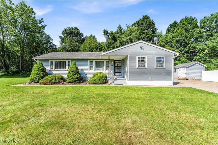This well-maintained 3-bed, 2-bath ranch offers plenty of comfortable living space on a double lot at 0.7548-acre. The location is ideal, within a mile of the Tallmadge Circle. Move-in ready and full of potential, this home has been lovingly cared for and is just waiting for your personal touch. Inside, you’ll find a bright and airy living room with a large picture window that fills the space with natural light. The spacious kitchen features hardwood cabinets and ample prep and storage space. It flows easily into a large dinnette, which includes a pantry cabinet and extended countertop area. The formal dining area is perfect for entertaining. The primary bedroom is spacious with ample closet space. Additional two bedrooms share the first-floor full bath that showcases original mid-century built-in cabinetry, providing generous storage and character. The lower level offers potential to be fully finished basement with an optional fourth bedroom and full bath. The lower level offers endless possibilities for additional living space—whether you envision a rec room, gym, or guest suite. Outside, the fully fenced backyard is a private retreat, featuring a beautiful in-ground pool and plenty of yard space with potential for gardening, play, or relaxation. Additional highlights include a detached 2-car garage and a 10' x 14' vinyl barn for extra storage. Numerous updates over the years include a new garage door in 2011, Carrier central air in 2012 (serviced annually), new gutters and downspouts in 2012, a 30-year roof in 2013, Carrier furnace in 2013 (also serviced annually), washer and dryer in 2019, and air duct cleaning completed in 2024. Call this home yours today!