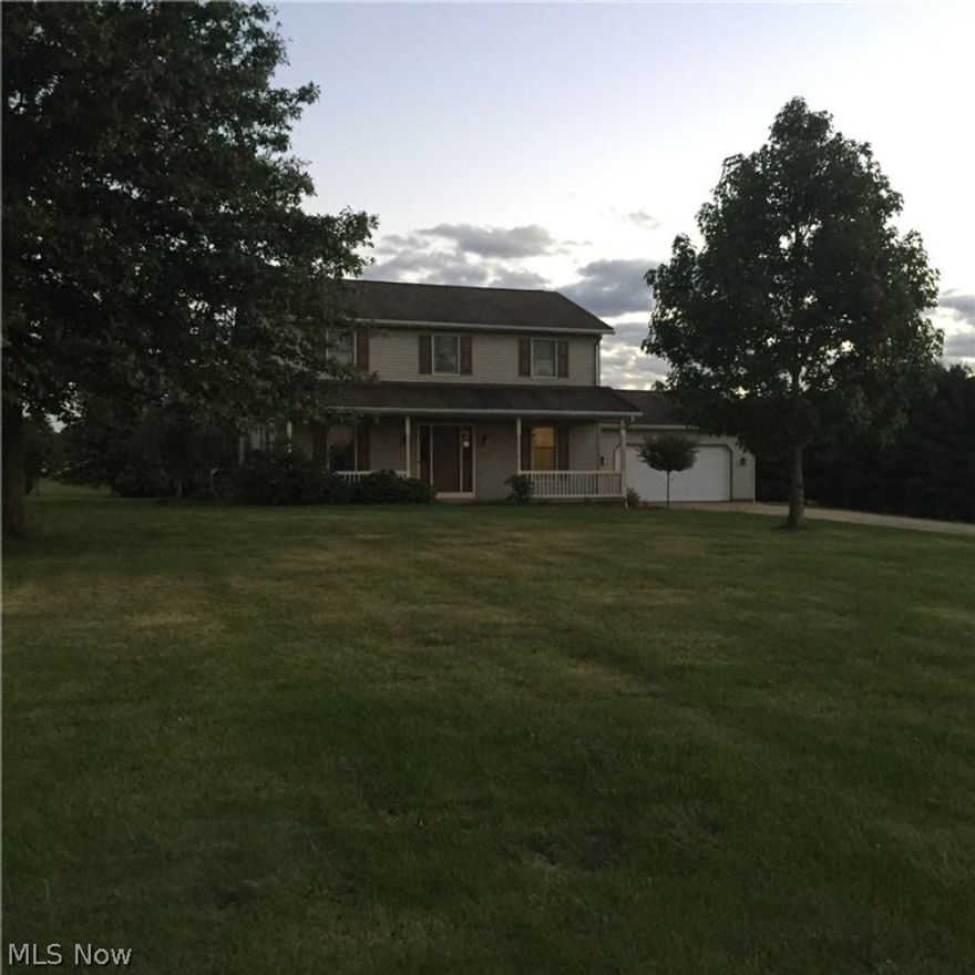 3 bedroom colonial built in 1991 on 3+ acres of land, with attached 2 car garage and an additional storage shed on the property. The spacious kitchen features Schrock cabinets, fridge, range, microwave and new dishwasher. A dinette, family room, living room, formal dining room, laundry area, and half bath round out the first floor. Upstairs are 3 large bedrooms with large closets. The master bedroom features vaulted ceilings, en suite and a walk in closet.  Carpet and laminate flooring throughout the home. The partially finished basement serves as a great movie room or playroom for the kids with plenty of space to add another finished room. New patio added and well tank and well pump replaced in 2015.