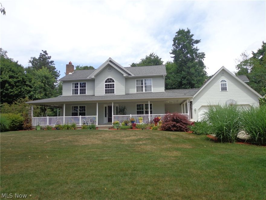 2,731 sq. ft. on main and upper level. 784 sq. ft. in the lower level - Total 3,515 sq. ft. Quartz countertops in the kitchen. Ceramic floors in the kitchen and dining room. Stove and dryer are electric. Hot water heater is gas. Mahogany hardwood floors in the living room and family room. 6-inch oak trim. 2 fireplaces. One is gas with a blower and lower level is wood burning with a blower. Swimming pool 2001, gas heater, pump, concrete bottom, fiberglass sides, 8-ft. at deep end, other end is 14 inches deep. Open frame porch 240 sq. ft. Attached garage 24X25. Deck 10X26. Home faces southeast. City water and sewer. Gas budget is $85.00. Pole barn built in 2008. 30X40 heated with a wood burner. 1,200 sq. ft.  2 garage doors. 2 acres have been surveyed. Mineral rights do not convey.