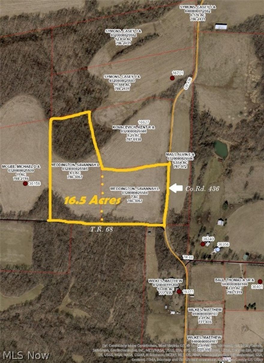 16.5 Acres, comprised of two parcels, rolling land at the intersection of County Road 436 and Twp. Rd 68. Land sits up high and dry with nice views and a small bit of woods. Located on the east side of Pike Twp, near the line with Washington Twp. This land is a beautiful setting for an executive home, mini-farm, vineyard. Surrounded by nice homes, a vineyard, and excellent hunting land. Riverview Schools.