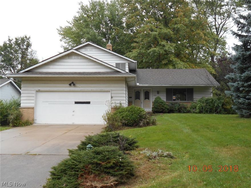 What an opportunity for this large split level home in Richmond Heights on almost 1/2 acre lot.  This home features 3 bedrooms 2 full bathrooms and 1,900 square feet of living space. This home is ready for your decorating ideas to make it home again.  The seller makes no representations or warranties about the condition of this home and it is to be sold in as is condition.