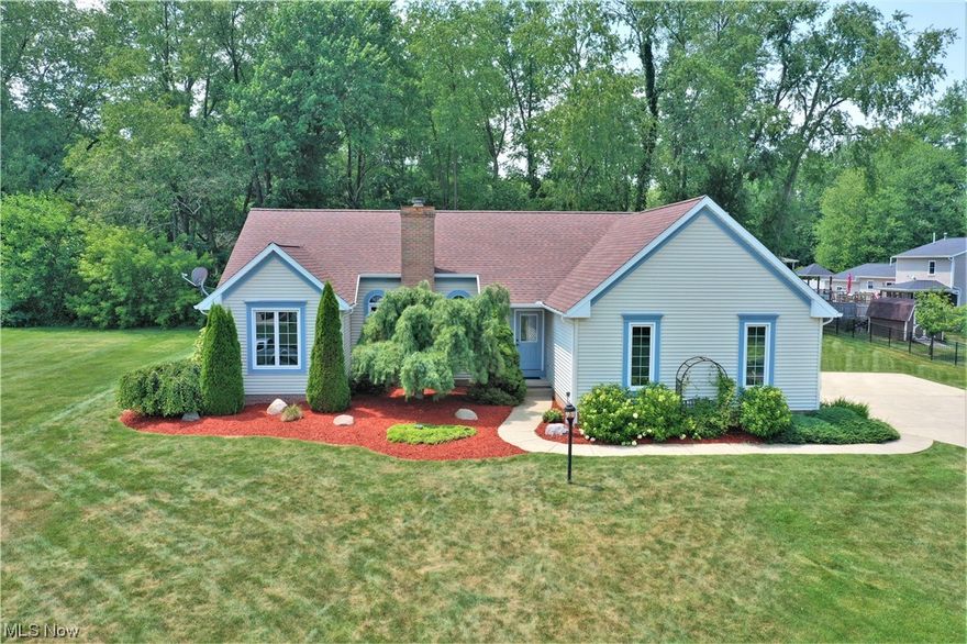 Welcome to 2526 Serenity Ln, a stunning residence nestled in the charming community of Mcchesney Meadows. This Ranch features 3 bedrooms and 2 bathrooms with over 2,400 sq ft of living space on a spacious .75-acre lot.  The open-concept floor plan provides a seamless flow from room to room, making it ideal for both daily living and entertaining guests. The large living room has a cozy fireplace, high ceilings, and a built-in surround sound system. The kitchen has beautiful oak cabinets, an eat-in dining area, and an appliance package.  New quartz countertops, recessed lighting, and backsplash have been done in the last couple of months. Right down the hallway enjoy a 1st-floor laundry with a utility tub. The primary suite is a tranquil retreat, complete with an ensuite bathroom offering double vanities, a soaking garden tub, a walk-in shower, and closet. Walk downstairs to the partially finished basement that offers an additional living space equipped with a beautiful bar. Also, the ba