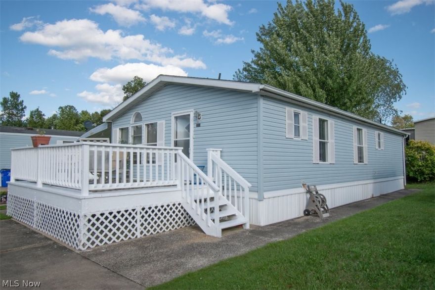 Beautifully maintained mobile/manufactured ranch in Camelot village, located on cul de sac in a very quiet area. You ll be pleasantly greeted by a large deck upfont that has been recently painted and taken care of throughout recent year, to the side of the home you will find a good sized patio to enjoy those warm days/night and a shed in the back for the storage. The home features a great size master bedroom w double-closet, plus 2 more bedrooms, 2 full bathrooms. Family room is very roomy, nicely flows into a kitchen and dining room. The Owner did a lot of updates in the home which include: new furnace, new tub, new dishwasher and garbage disposal and windows were caulked and repainted. Come see it today! Move in ready!