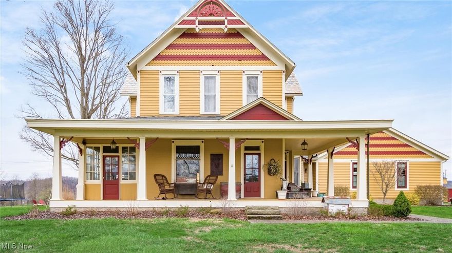 Step back in time and experience the charm and character of this beautifully restored Victorian Painted Lady farmhouse, originally built in 1864 by Samuel Morrison, Jr. The Morrison family were Scottish Irish immigrants who came to America in 1818 settling in Belmont County before moving west to Guernsey County establishing the 336-acre farm which is now known as Brown’s Heights or Bennett’s Addition. Nestled in a picturesque setting with breathtaking views of the valley you can take a step back in time of this historical gem. Boasting spacious rooms throughout, the property exudes warmth and timeless beauty, with intricate period details and finishes that will captivate all who enter. The expansive layout provides plenty of room to entertain, relax, and enjoy, while offering versatile living spaces for your family's needs. The home features an attached 3-car garage, providing ample storage and parking. Additionally, a unique summer kitchen awaits, offering endless potential for transformation into additional living space, a cozy guest suite, or even a private Airbnb or Bed & Breakfast opportunity. Whether you are looking for a family estate, a weekend getaway, or a business venture, this Victorian farmhouse presents an exceptional chance to own a piece of history with modern possibilities. Do not miss the opportunity to call this stunning property home.