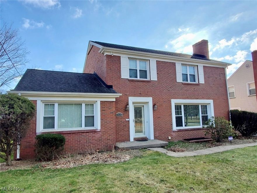 Welcome to this charming brick colonial home offering stunning golf course views. This custom-built residence features four bedrooms, three full bathrooms, and original blueprints for a touch of timeless elegance. The foyer boasts marble floors, leading to a spacious living room with picture windows and a wood-burning fireplace. Enjoy two dining areas, including a formal dining room and an eat in kitchen. The main floor offers a bedroom, full bathroom, and a large laundry room. Upstairs, find a large master suite with bathroom, walk in closet and two additional bedrooms with a third full bathroom. The basement has a wood-burning fireplace and plumbing for a half bath. With an attached two-car garage and covered patio, this home blends indoor and outdoor living. Don’t miss the chance to experience this exceptional property – schedule your private showing today!