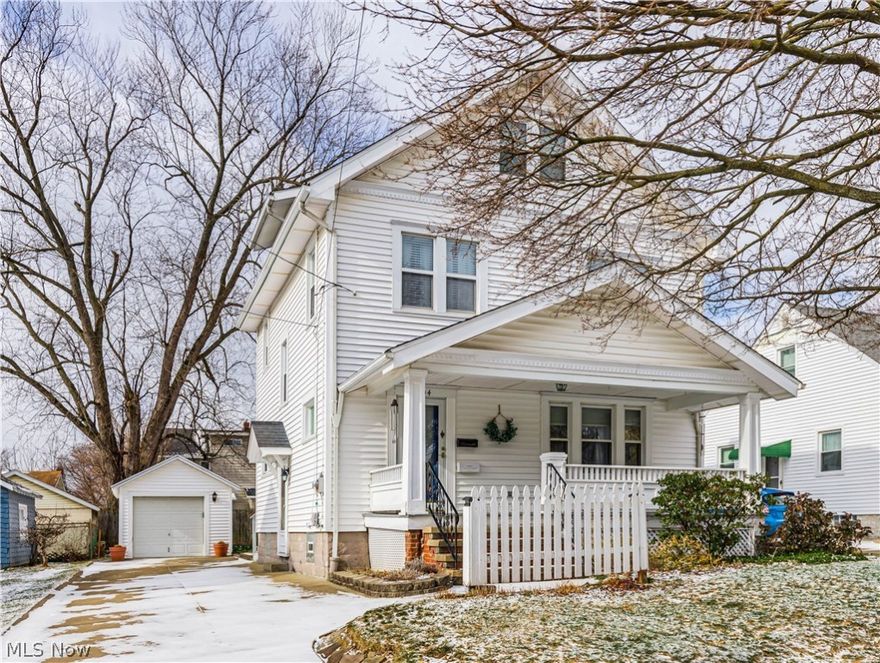 Charming Colonial. This home has been very well maintained. There is a great front porch for relaxing. As you enter the home you will notice the original woodwork. The rooms are very spacious and there are hardwood floors under the carpeting. The kitchen was updated and the appliances stay. The formal dining room has a sliding door out to the deck and patio area. There are three bedrooms upstairs and a full bath. The third level has a bonus room. It could be used as a fourth bedroom. Some improvements include updated windows, furnace and air 2010, roof, glass block windows, vinyl siding and hot water tank. The one car garage is extra deep for storage. Move right in!