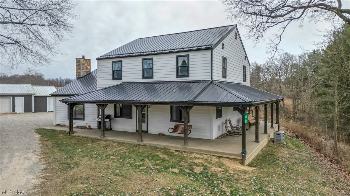 Welcome to a modern farmhouse located in Hocking County! The home sits on 3.206 acres and features 5 bedrooms and 2 bathrooms. The entire house was renovated in 2018 and a second story was added in 2020. It also comes with a new septic system, a private well, and a detached garage. The house has hickory hardwood flooring and milled pine trim from the property, giving it a rustic feel. The living room boasts a stone fireplace and wood-burning stove, perfect for chilly evenings. The kitchen has concrete countertops and a built-in oven and microwave. The wrap-around porch is a key feature and is built with milled lumber from the property. Outdoor entertaining is a breeze with the large, exposed aggregate patio. The first floor features an owner's suite and laundry area. Additional features include:
-Close to the hocking hills which offers incredible outdoor recreation
-5bed/2bath 2432 sq ft
-New septic and private well
-Spacious living room with a high, vaulted ceilings
-Propane-forced air heat and central air
-Heated mudroom space
-New survey
-AEP electric,
-Spectrum high speed internet
A portion of the driveway is an access easement. Annual taxes are to be determined from the property split. All mineral rights the seller owns will convey with the sale. Thank you for considering this property!
