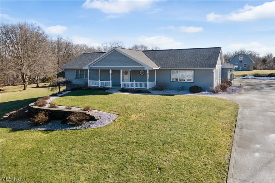 This is a home you must tour to appreciate.  Situated on over 3 country acres, this sprawling ranch was hand built by the owner in 2005 and the quality shows throughout.  The main floor features over 2,250 sq ft w/solid wood doors, trim and cabinets.  Entering the home you will notice the halls and all door frames are extra wide and handicap accessible.  The foyer opens to the kitchen and living room which include a fully equipped kitchen and gas fireplace.  There is a spacious dining room off the kitchen and access to the 3 car garage.  A massive owners suite is also located on the main level and offers 3 closets and a huge bathroom.  A full bath and 2 additional bedrooms complete the main level, the seller converted one of the bedrooms into a laundry room.  Located just off the back of the home is an amazing sunroom, great for big family gatherings.  The lower level has so much to offer.  The rec room comes with a beautiful pool table and built in shelving, there is also a 4th bedroo