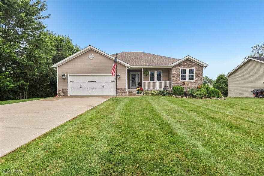 Welcome to 397 Dalton Dr in Wadsworth, OH! This stunning ranch-style home features 3 bedrooms and 3 full bathrooms, nestled on a quiet dead-end street surrounded by lush fields. Built in 2011, it offers over 3,000 square feet of finished living space, complete with a walkout basement. This property is truly unique in both layout and location. Upon entering, you are welcomed by a spacious foyer, leading into a charming living room with a brand new gas fireplace adorned with stone accents. The open and inviting kitchen is equipped with a generously sized island, perfect for gatherings. The home is fitted with brand new windows, filling the space with natural light throughout the day, especially since the main living areas face south. At the rear of the house, you'll find 3 spacious bedrooms, a full bathroom, and a convenient laundry room. The owner’s suite is roomy and includes a private full bathroom. Heading into the lower level, you’ll discover a large finished basement with ample storage space, ideal for hosting, serving as a recreation room, movie theater, game room, and more. It also includes a full bathroom with a walk-in shower, catering to any accessibility needs. The basement features a walkout to the backyard, offering a serene view of an expansive field with no rear neighbors. Enjoy the outdoors on a beautiful concrete patio and utilize the storage shed for your gardening tools. The deck wraps around the upper portion of the home, adjacent to the kitchen, providing the perfect spot for morning coffee or evening barbecues. The front of the house features a wide front porch, ideal for relaxation too. If you’re searching for the perfect home, look no further! Contact our office today to schedule a showing or to submit your offer!