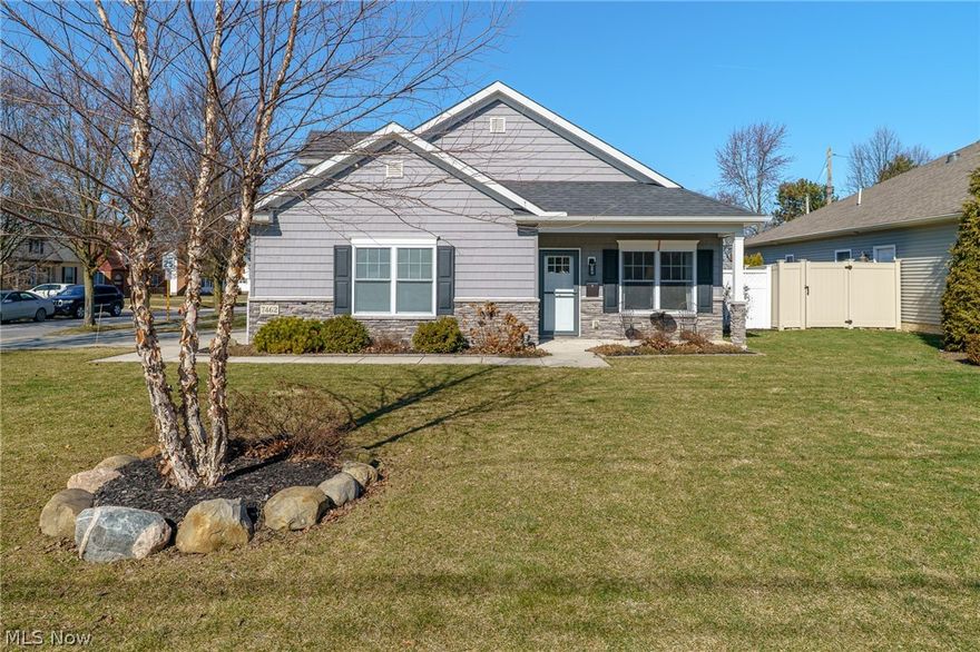 WOW, a ranch home that lives like a new construction cluster home but NO HOA with a fence for children or pets!  This home is bigger than it looks with a fabulous layout, open concept kitchen/dining/living rooms.  Everything you need is on one floor with a private fully fenced backyard for the pet you can't let out at a condo.  The quiet interior is perfect with a sun filled den in the front of the house and 2 car garage insulating main living areas from Pearl Rd noise.  Inside is a huge kitchen with large island, granite counter tops, shaker cabinets, Stainless Steel kitchen appliances that stay!  The laundry and pantry are conveniently located off the kitchen and the 2 guest bedrooms are close to the main full bathroom.  The master is in the back of the home with its own on suite bathroom and walk in closet.  The bathrooms have beautiful new tile floors, the main part of the home has newer LVP flooring too.  The kitchen is open to the large dining area and spacious family room with an amazing built in TV mount/electric fireplace that stays with the home (TV itself does not convey)  Also new, are the gorgeous French doors that open to a perfectly manicured backyard with pavilion covered patio and vinyl fence.  All backyard seating and tables stay with the home.  There is also a large stand up attic space with window that can be converted to another room with stairs in front of home if more space is desired.  With off street parking on Bardbury Ave. and driveway, shopping, restaurants, medical facilities, highway access, elementary school, and Metroparks nearby, what more would a down-sizer, small family or couple need?  Come see your new home before it's gone!