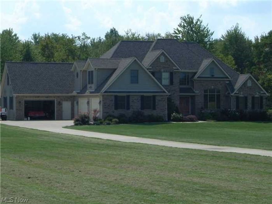 Truly a one of a kind custom built horse farm built in 2008. The home features 2 master suites w/glamour baths, jetted tubs, custom showers, ceramic tile & huge walk-in closets. Large eat-in kitchen with granite countertops, ceramic floor, island with a built-in range, huge walk-in freezer closet, large pantry and Frigidaire Professional Series appliances. Large 2 story great room features hardwood floors and a wood burning fireplace. There is also a living room, formal dining room, laundry room and an in-law's bedroom with it's own full bath on the 1st floor. The upstairs features 2nd master suite with hardwood bench seats, built-in bookshelves, loft area overlooking the great room, 2 additional bedrooms and another full bath. There is a huge family room/rec room, 6th bedroom, full bath and lots of storage space in the basement. Energy efficient Geothermal system provides the heating and cooling for the home (also has a back-up propane generator). The horse barn is almost 17,000 sqft