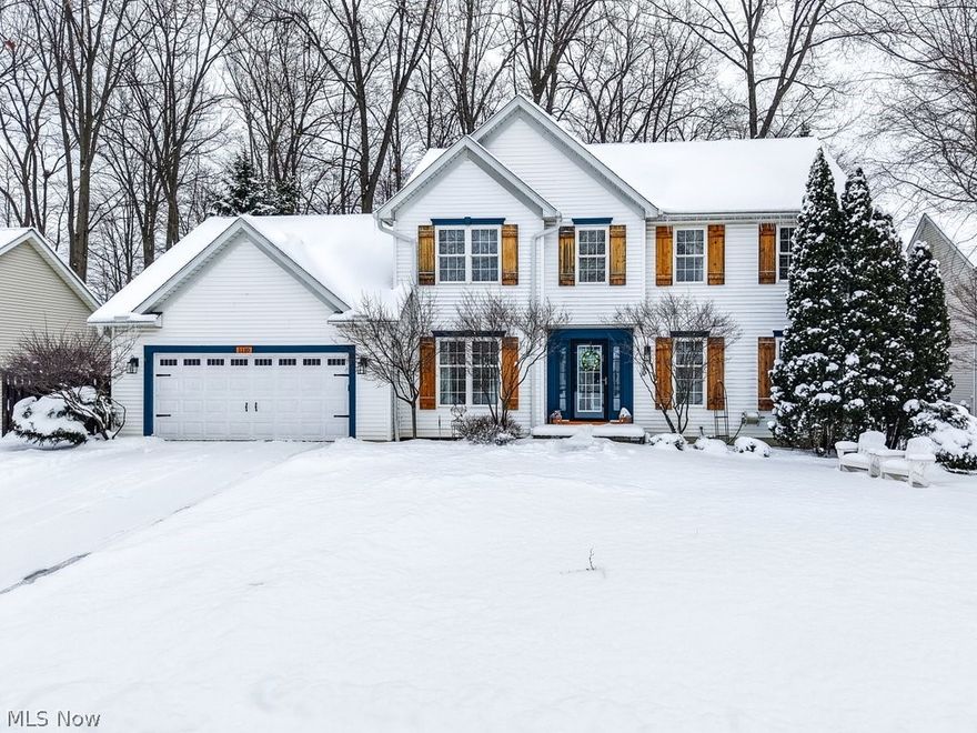 Perfectly placed at the end of a quiet cul-de-sac, this 4 Bedroom Beauty sits on a large fenced lot surrounded by woods, offering peace and privacy. The bright foyer entry opens to a center staircase, between a spacious Formal Dining Room and a 30' Great Room. The Great Room includes a wood burning fireplace and opens to the beautifully renovated kitchen. The kitchen has upscale lighting, granite counter tops and upgraded stainless appliances. Sliding doors lead to a large deck overlooking the gorgeous, private wooded lot. A guest bath, 1st floor laundry and a back office/den complete the first level. Upstairs you will find a vaulted owners suite with dual vanities, walk-in shower, separate tub and walk-in closet. Built with an additional bonus room in the master, french doors open from the bedroom to a private sitting room! There are 3 additional bedrooms and a full bath on the second level. The finished lower level includes a 3rd full bathroom, large family room, wet bar and exercise room! Updated roof in 2012, furnace and air in 2014, hot water tank 2020, Pella skylights, 200 amp electric, Medina fiber, and more! Must see!