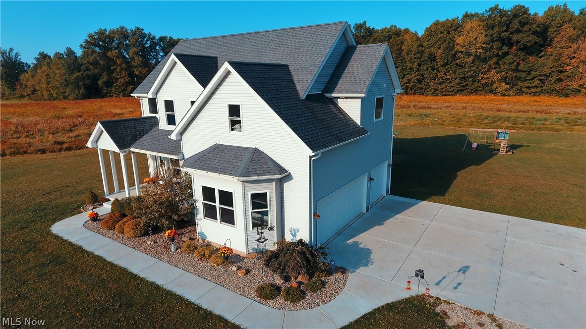 Enjoy the peace and quiet in this 2002 sq. ft. home that sits back on 5 acres with a pond! This home features an immense bright, open, and airy kitchen with stainless appliances, double ovens and a huge walk-in pantry. Every cook’s dream!! The double staircase leads you to a large, beautiful master suite. You will be overwhelmed with this spectacular master bathroom and walk-in closet. The second, large bedroom has a private, full bath. There is also a second-floor laundry room, alarm system, 3- car attached garage and much more. The possibilities are endless with this home as you can enjoy your private residence or opt to expand your home up to 5 bedrooms, 4 baths and more with builder plans and large capacity septic and electrical already in place. Flooring for downstairs additions including office and great room are already purchased to match current flooring and will stay with the home. Short distance to turnpike and freeway entrances. Don’t miss out on an opportunity